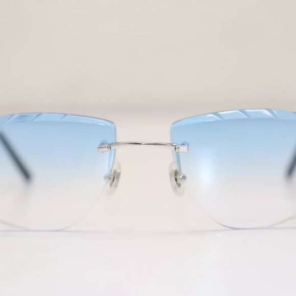 Cartier CT00920 002 Diamond Cut Silver-Framed Blue Lens Sunglasses 19 - Picture 3 of 15